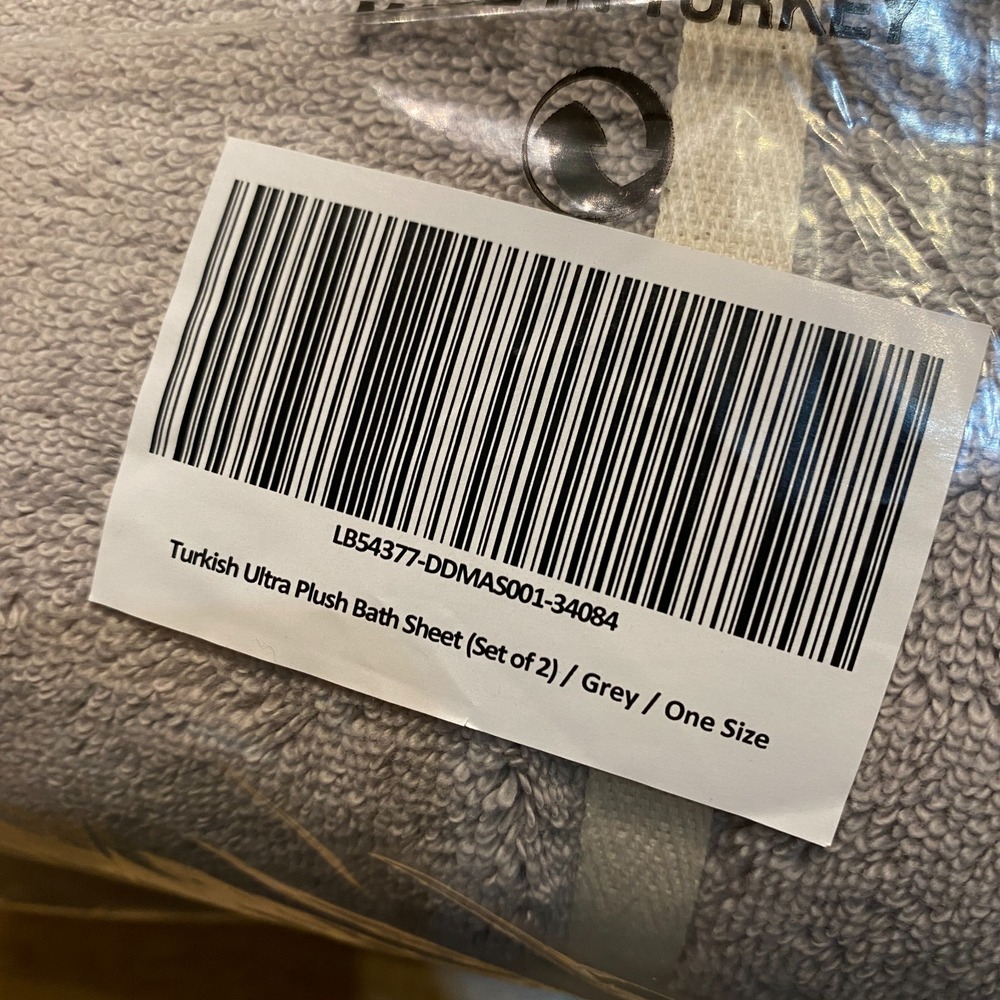 Quince Turkish Ultra Plush Bath Sheet Set of 2 Grey Cotton Soft - Picture 2 of 3